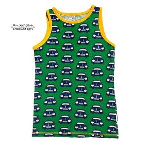 Maxomorra Sz 134/140 (9-10Y) Organic Green Cars Tank Top